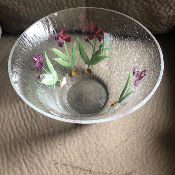 Photo of Crackled  glass bowl 10 inches diameter. 