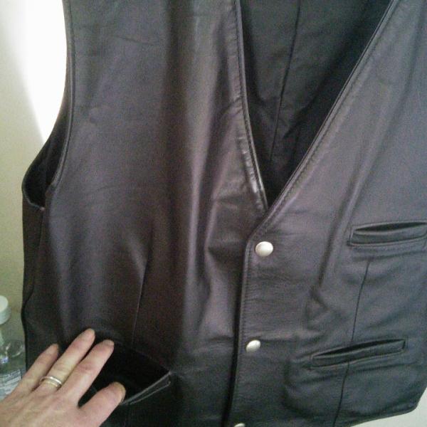 Photo of A#1 Men's Genuine Leather Vest-Size 40. SHARP! EXCELLENT!