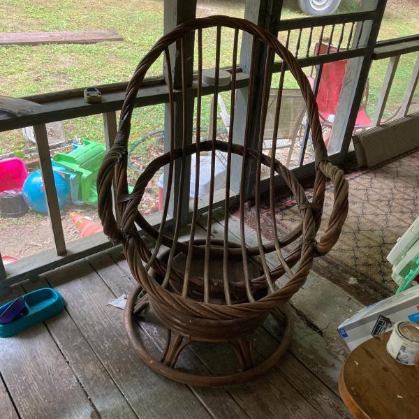 Photo of Vintage twisted rattan swivel chair