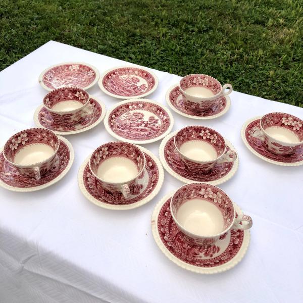 Photo of [RARE] 1920s Copeland Spode's Tower Pink From England OLD MARK STAMP 42 Piece