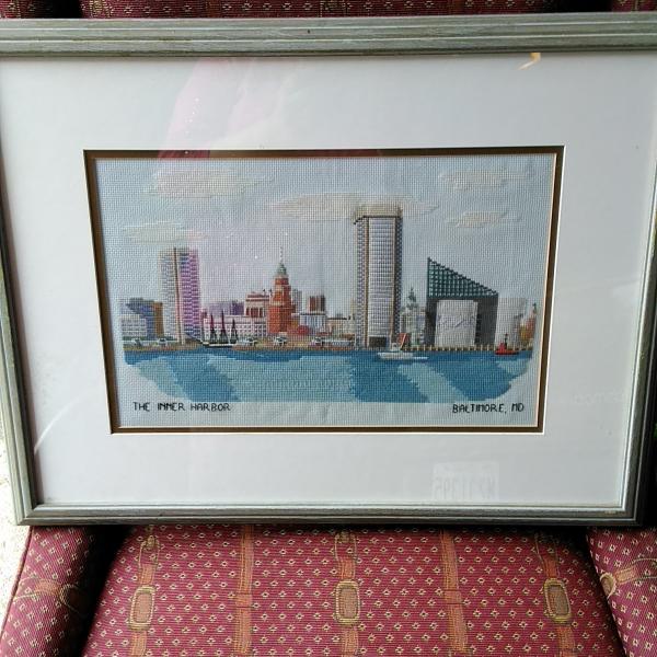 Photo of Baltimore Inner Harbor Hand Embroidered Framed Art