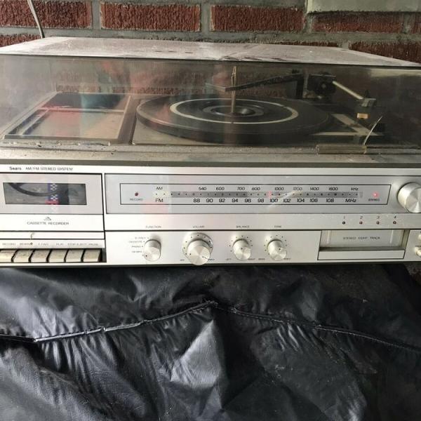 Photo of From the 1970's Sears record player, 8 track, cassette player and AM/FM