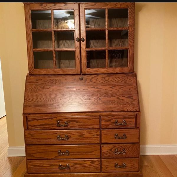 Photo of Solid Oak Desk with Hutch