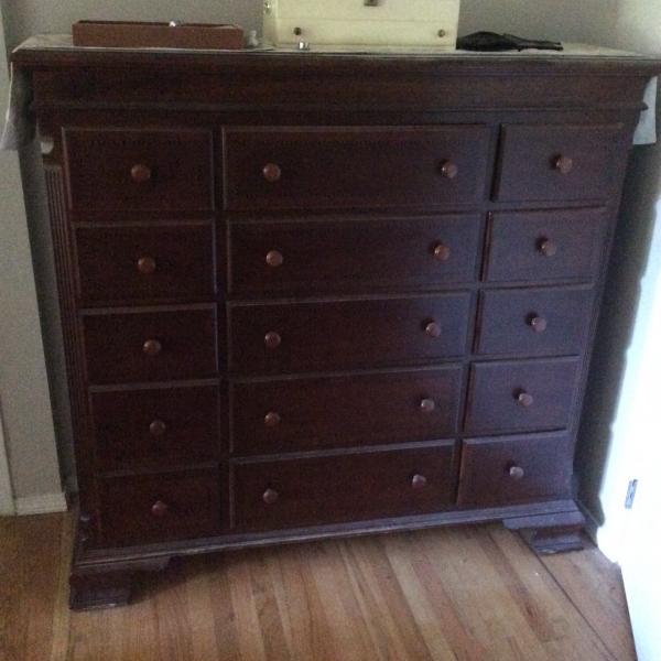 Photo of 15 drawer walnut highboy dresser