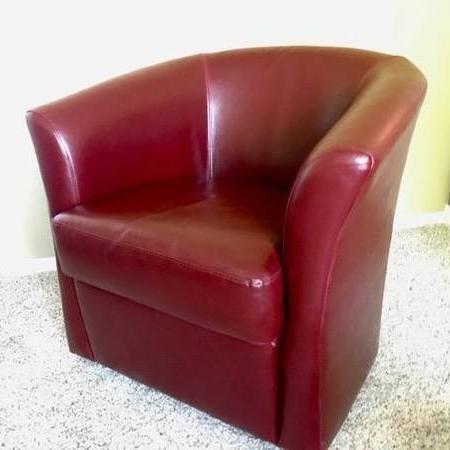Photo of LEATHER 360 SWIVEL BARREL CHAIR