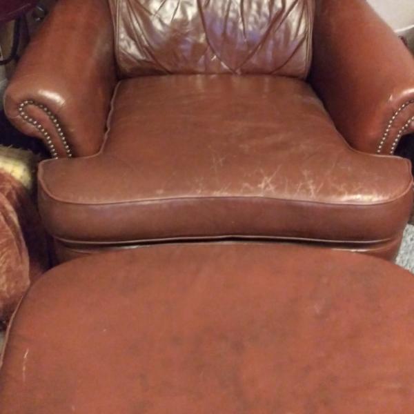 Photo of Leather Chair and Ottoman