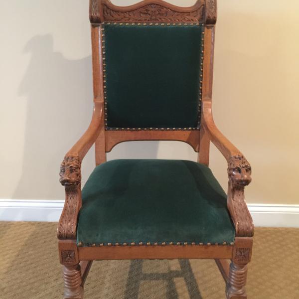 Photo of Antique Victorian Carved Oak Arm Chair