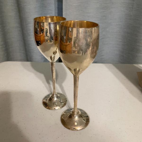 Photo of Silverplated Toasting Goblets. 8.5” high. Set of Two. PPU and Cash or Venmo 