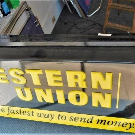 Photo of Authentic Western Union LIGHT 2-sided sign  Man Cave, Rec Room decor, Store Use
