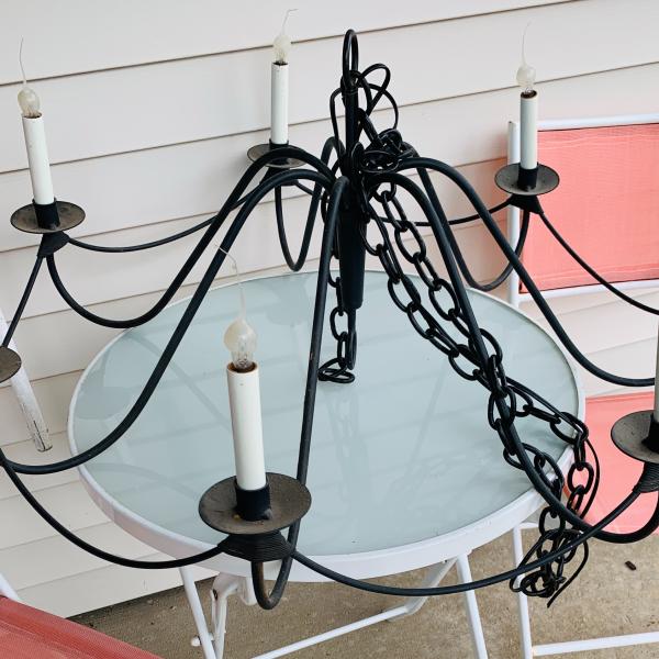Photo of Vintage wrought iron chandelier candelabra hanging ceiling light