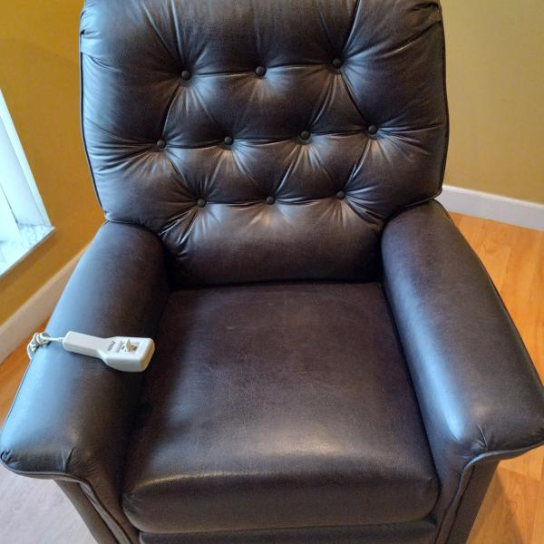 Photo of Electric Lift Chair Recliner Dark Brown Leather 
