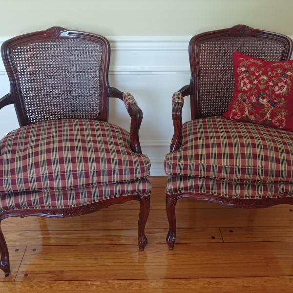 Photo of TWO SOLID CHERRY WOOD CHAIRS
