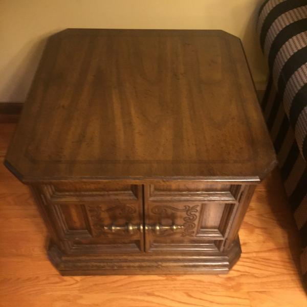Photo of Beautiful wood coffee table with 2 end tables with storage 