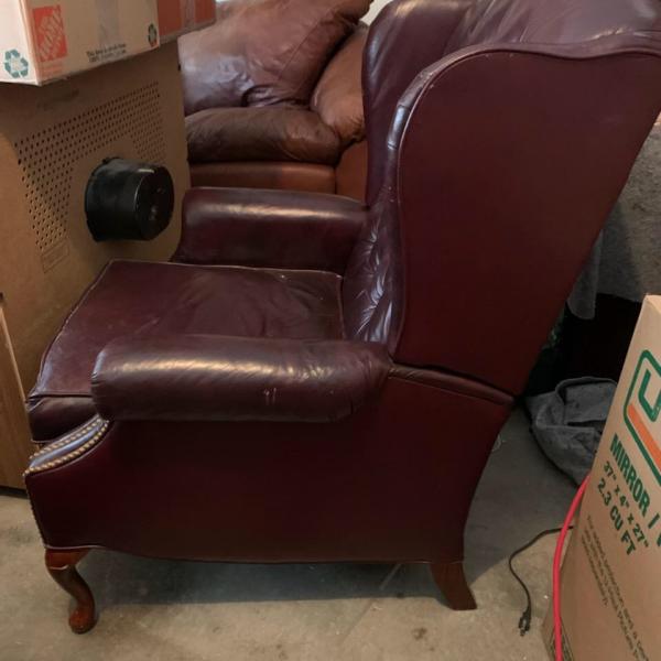 Photo of Leather wingback chair
