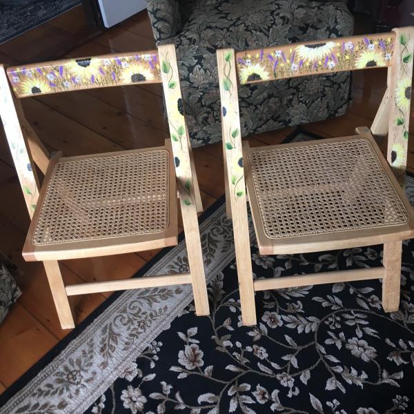 Photo of Hand painted folding wooden  chairs