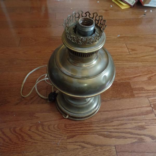 Photo of Brass  kerosene lamp converted to electric