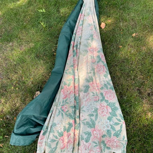 Photo of flowered 9 ft. umbrella for sale.