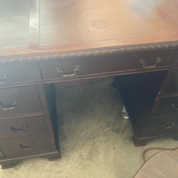 Photo of 9 Drawer Kneehole Desk W/Chair