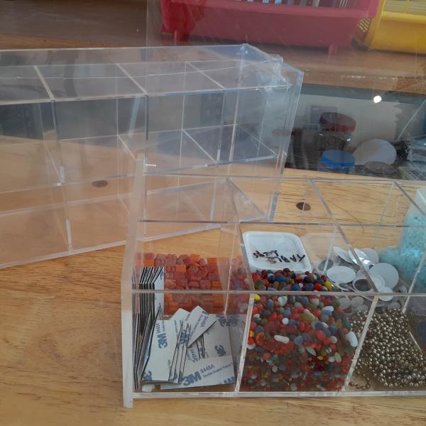 Photo of Clear Acrylic 8 Compartment Hinged Lid  Organizer Box