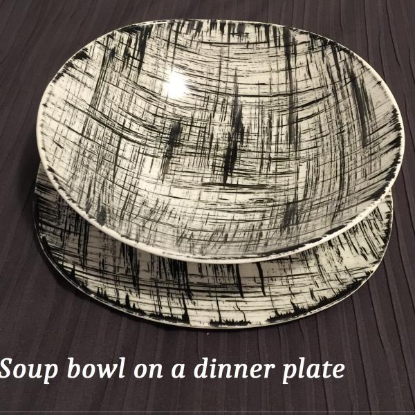 Photo of Serve your food in this Black and White Abstract themed 27-item Dish Set