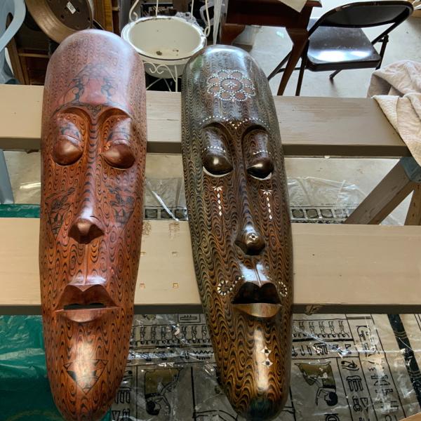 Photo of  Pair. Of Large hand carved African masks 