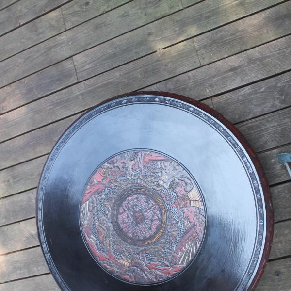 Photo of 1940 Japanese round carved table