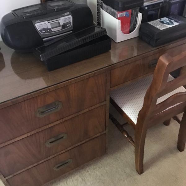 Photo of Desk and chair-only available August 7 for pick up