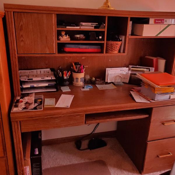 Photo of Computer Desk with Top Hutch