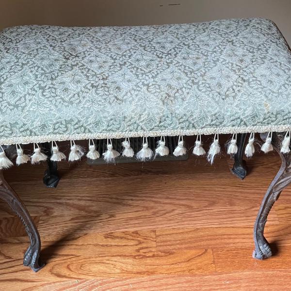 Photo of Vintage Antique Rococo style iron leg vanity bench