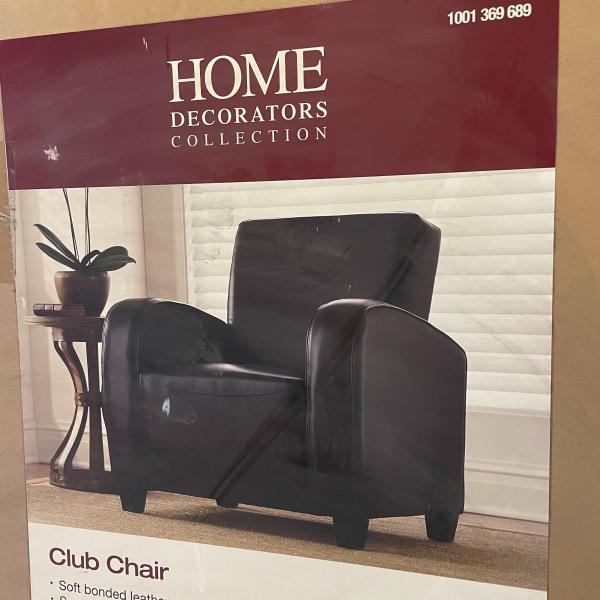 Photo of 2 Black faux leather accent chairs 