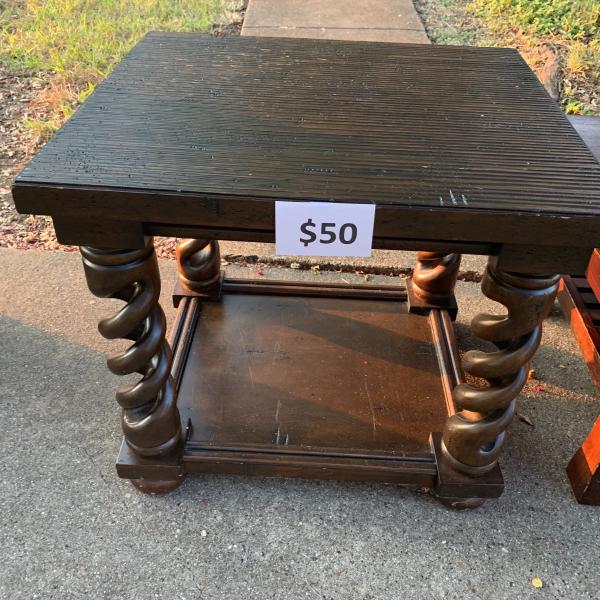 Photo of STURDY Carved Lamp Table