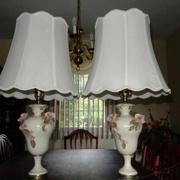 Photo of Vintage Porcelain Floral Lamps