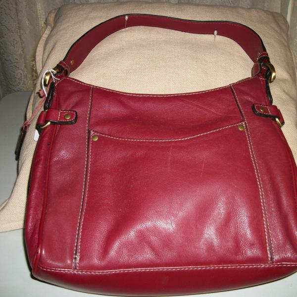 Photo of Women's Handbag.   Leather.  Cherry Red color.  