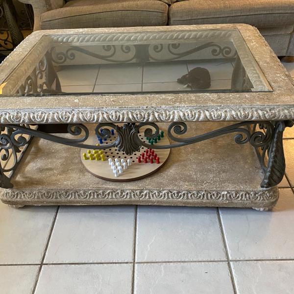 Photo of Concrete and glass coffee table 
