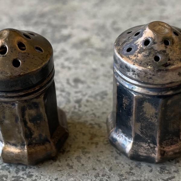 Photo of Miniature sterling silver salt & pepper shakers