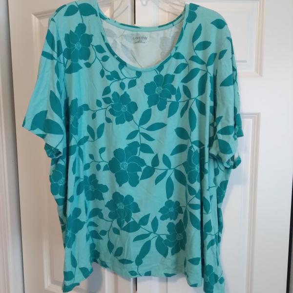 Photo of Turquoise Floral Plus Size Top - 3x