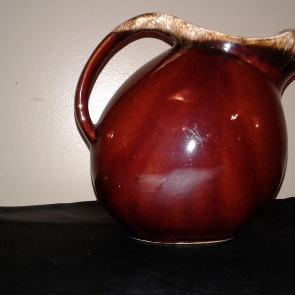 Photo of Hull Vintage Oven Proof USA Brown Drip Ball Pitcher with Ice Lip - Hard-to-Find 