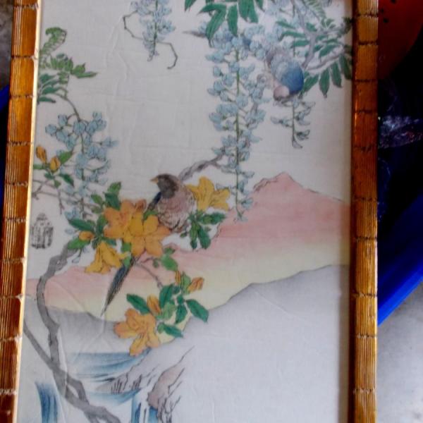Photo of Framed Antique Oriental Painting on Cloth