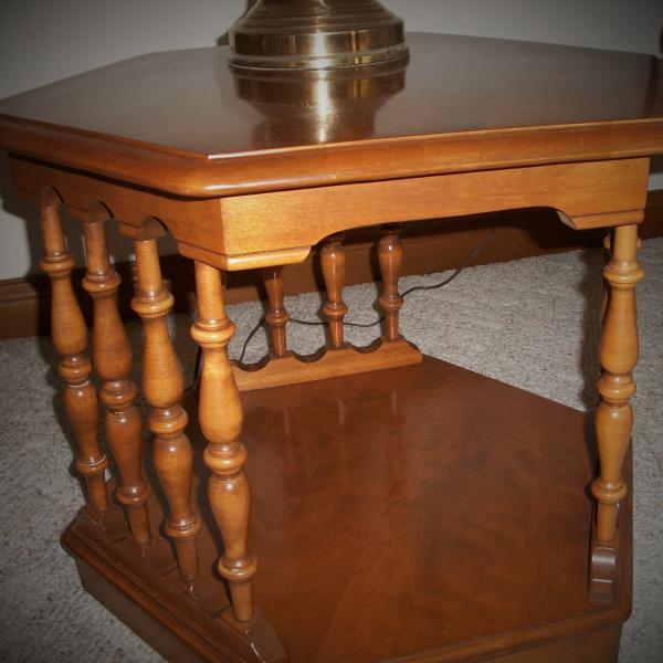 Photo of Ethan Allen end tables in solid wood