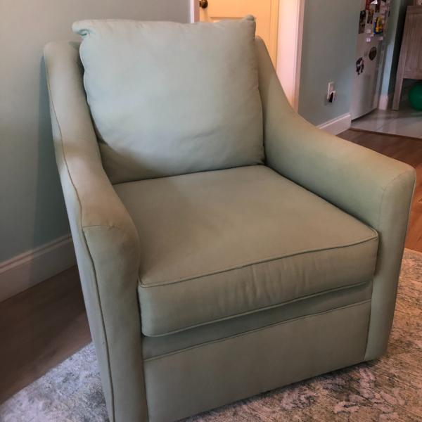 Photo of Seafoam green upholstered swivel/rocking chair