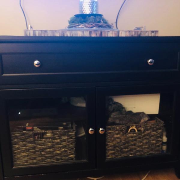Photo of Black TV Stand with brand new hardware