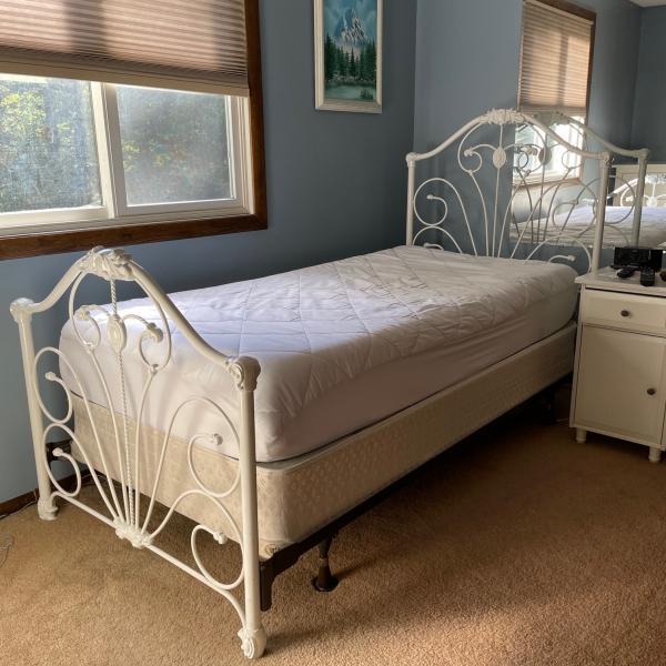 Photo of twin metal bed, white