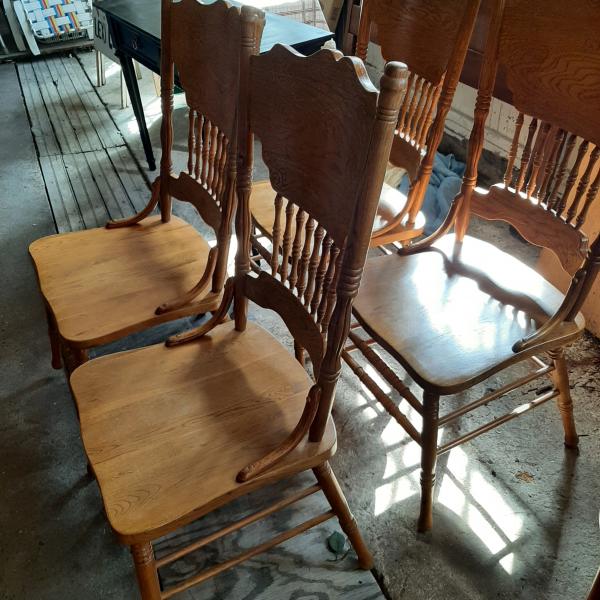 Photo of Set 4 oak pressed back chairs