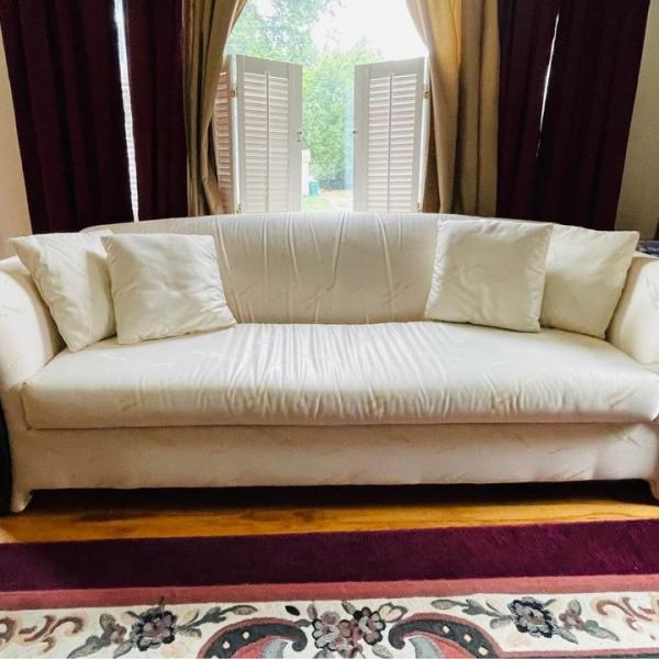 Photo of LIKE NEW! Custom Built Silk Couch w/ Gold Thread
