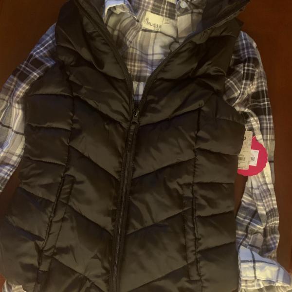 Photo of Mudd Girls 7/8 Puffy Vest and flannel button down blouse 