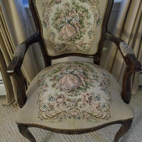 Photo of Vintage French Louis XV Style Floral Tapestry Chair Chateau D'AX