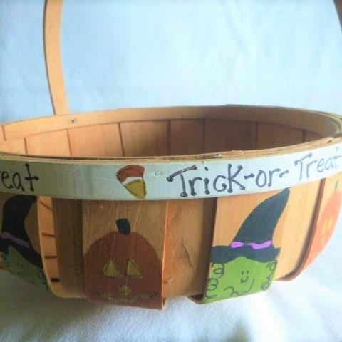 Photo of Halloween Basket Large 12" Wide 4 1/2" Deep Hand-painted