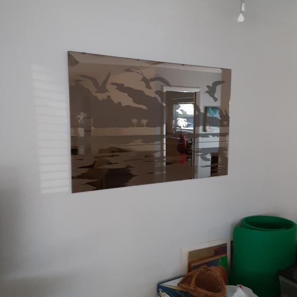 Photo of Frameless Wall Mirrors w/Etched Beach Scenery