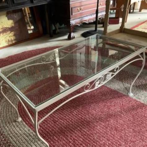 Photo of Antique wrought iron  coffee table ! Ivory color !