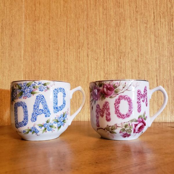 Photo of Vintage Ges Z Lefton 186 Mom and Dad Set of 2 Hand Painted Mugs